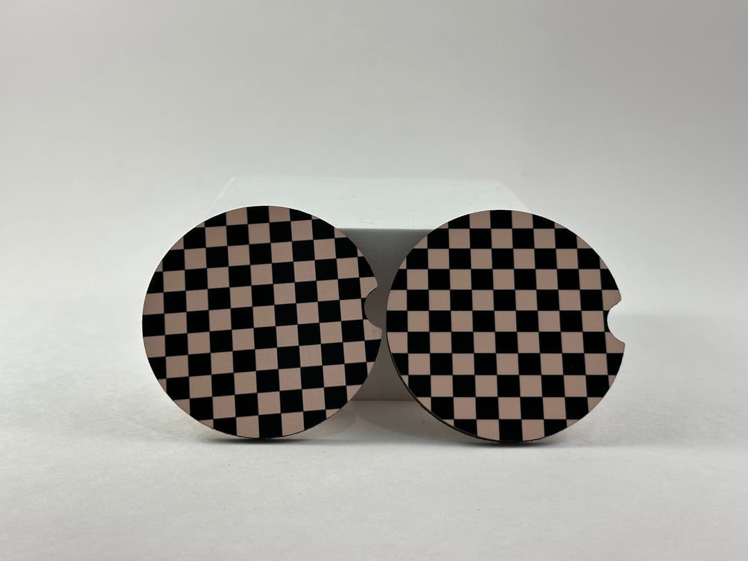 Retro checkered car coasters